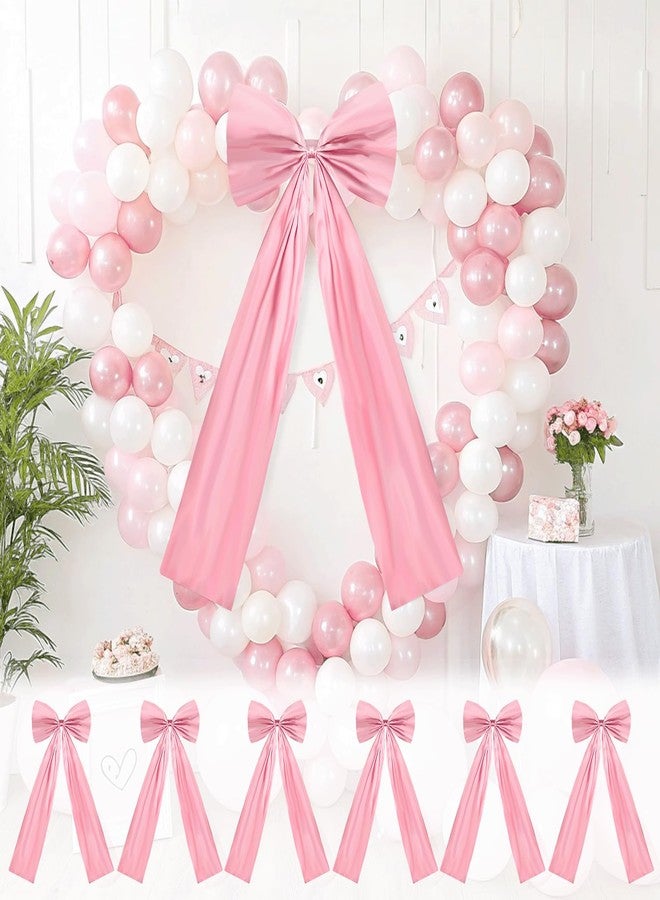 yeload 6 Pack Oversized Pink Bows for Wall Decor - 17x39 Inch Coquette Ribbon Bows for Birthday Backdrop, Girls Room, Party & Aesthetic Home Decorations - Image 1